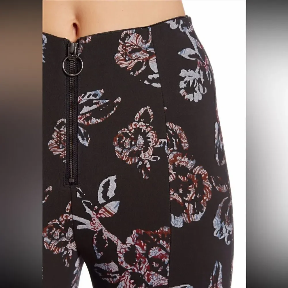 Free People Born To Be Wild Black Combo Stretch Ponte Bell Bottom - Picture 2 of 13